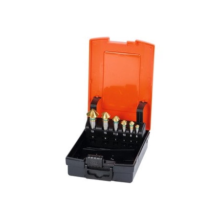 Holex Countersink Set in a Case, 90 Deg, TiN Coated, Number of countersinks: 6 150340 6